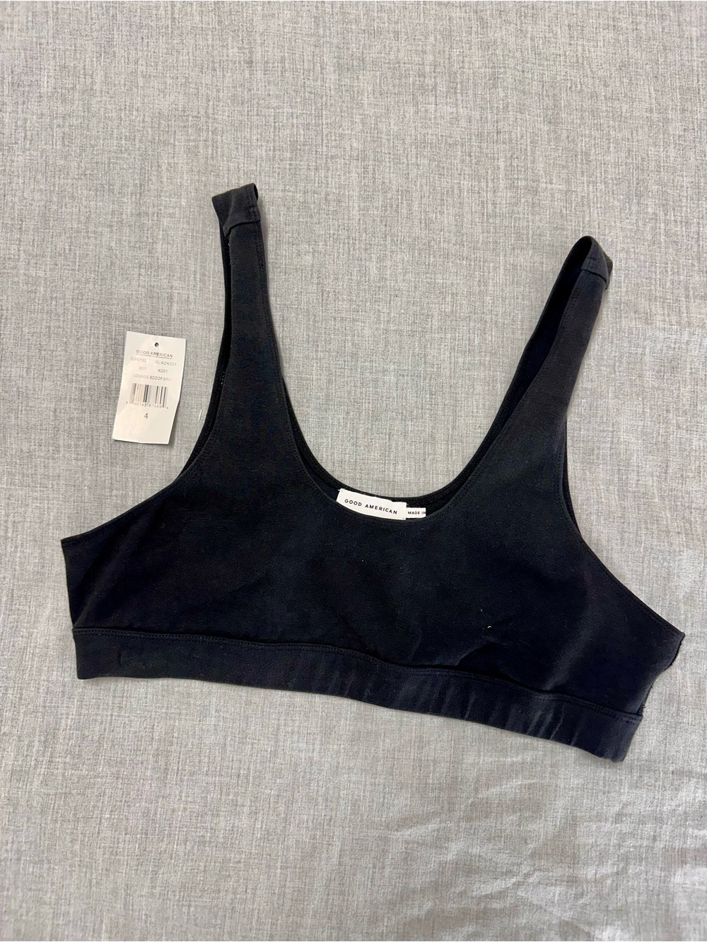 Good American New Womens Size 4 Black Lounge Essential Scoop Sports Bra